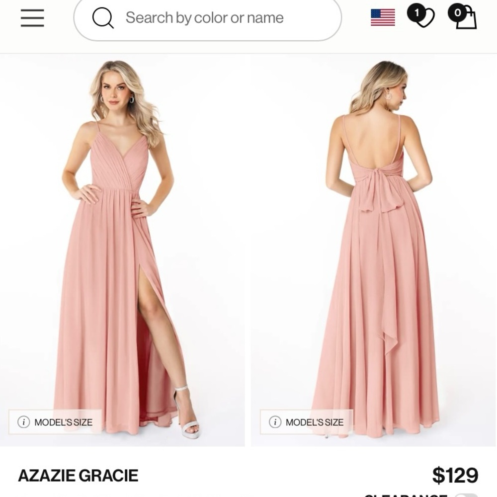 Azazie Rosette Pleated Maxi Dress bridesmaid - Picture 2 of 6